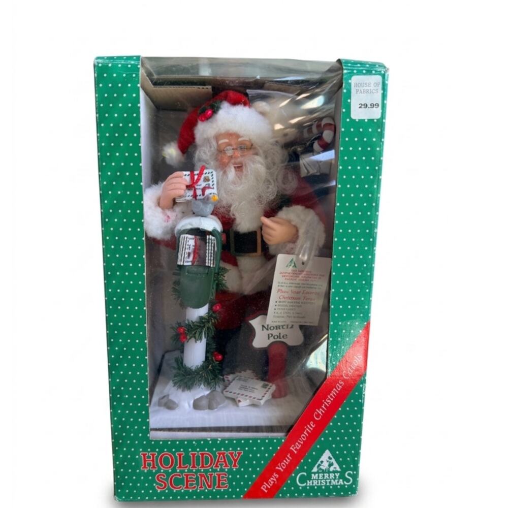 Vintage Holiday Creations Musical Santa Claus Figurine - Holiday Scene